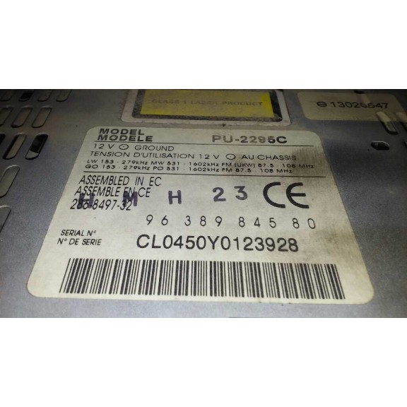 Recambio de sistema audio / radio cd para citroën xsara break 1.9 d image referencia OEM IAM 9638984580  