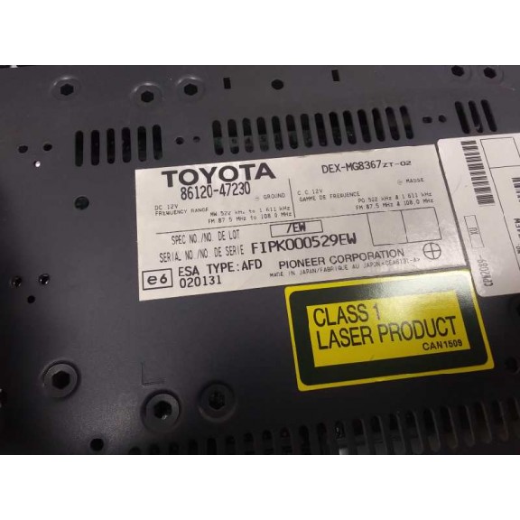 Recambio de sistema audio / radio cd para toyota prius (nhw20) basis referencia OEM IAM 8612047230  