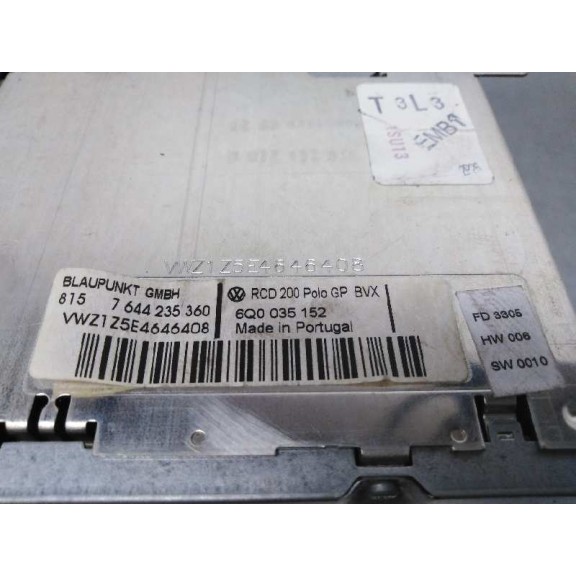 Recambio de sistema audio / radio cd para volkswagen polo (9n3) advance referencia OEM IAM 6Q0035152  