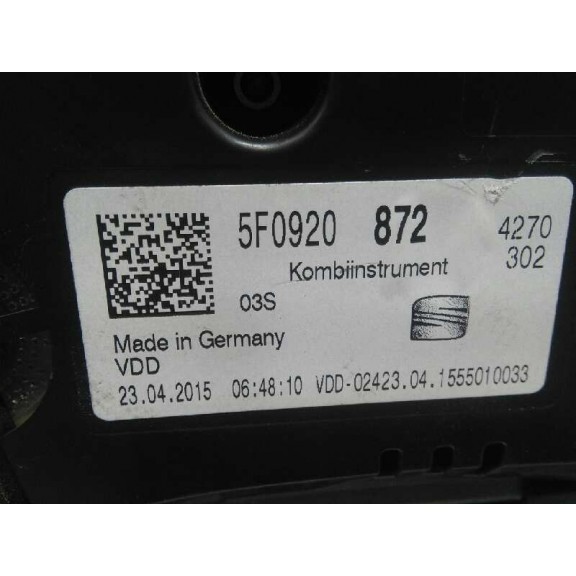 Recambio de cuadro instrumentos para seat leon (5f1) 1.2 tsi referencia OEM IAM 5F0920872 5F0920872 260KM 8000RPM