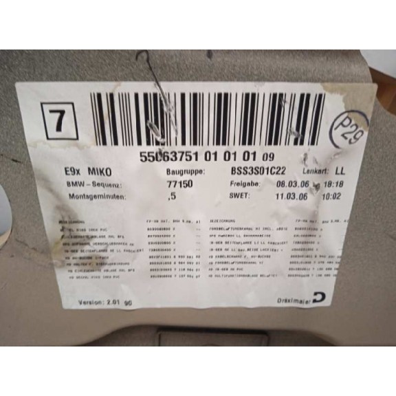 Recambio de apoyabrazos central para bmw serie 3 berlina (e90) 320d referencia OEM IAM 55063751  