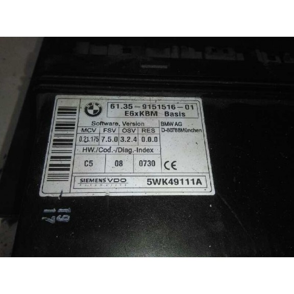 Recambio de modulo electronico para bmw serie 5 berlina (e60) 520d referencia OEM IAM 6135915151601 5WK49111A CONFORT