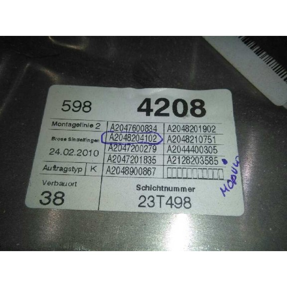 Recambio de elevalunas delantero derecho para mercedes-benz clase c (w204) berlina c 200 cdi blueefficiency (204.001) referencia