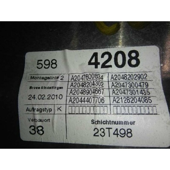 Recambio de elevalunas trasero derecho para mercedes-benz clase c (w204) berlina c 200 cdi blueefficiency (204.001) referencia O