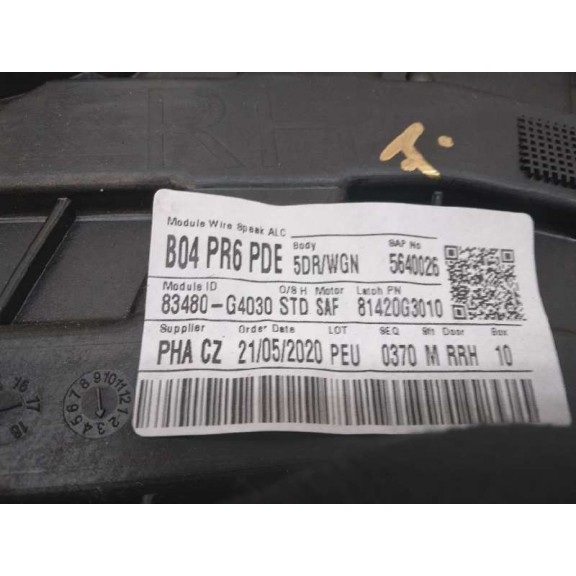 Recambio de elevalunas trasero derecho para hyundai i30 (pd) klass referencia OEM IAM 83480G4030 83460G4010 4 CABLES