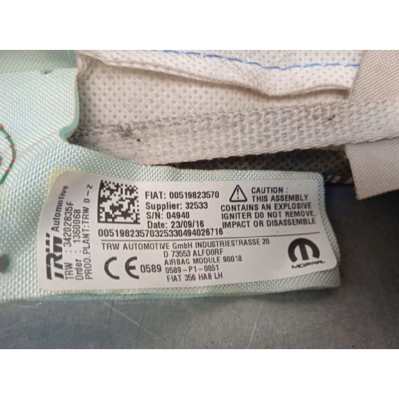 Recambio de airbag cortina delantero izquierdo para fiat tipo tipo referencia OEM IAM 00519823570 519823570 