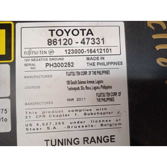 Recambio de sistema audio / radio cd para toyota prius (nhw30) eco referencia OEM IAM 8612047331  