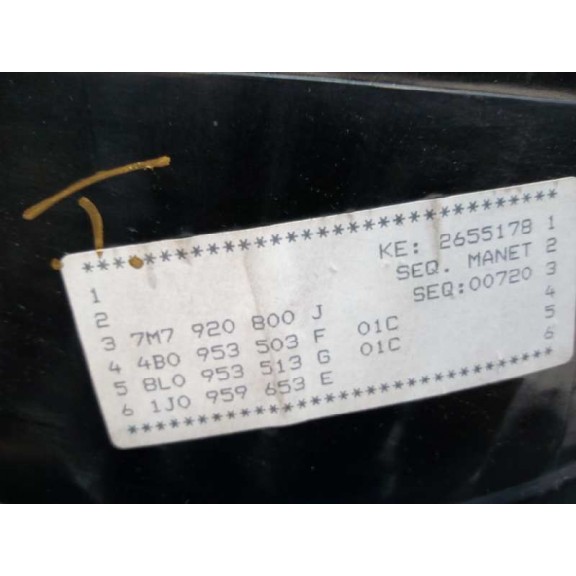 Recambio de cuadro instrumentos para seat alhambra (7v9) 1.9 tdi referencia OEM IAM 7M7920800J YM2110849BKD PLASTICO PARTIDO
