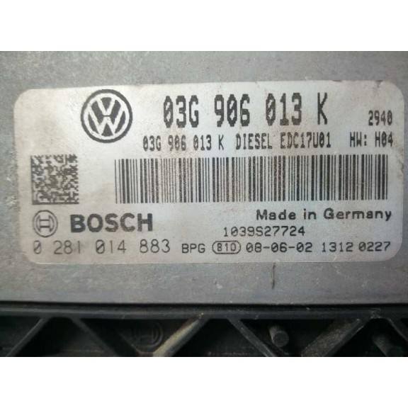 Recambio de centralita motor uce para seat ibiza (6j5) 1.9 tdi referencia OEM IAM 03G906013K 0281014883 