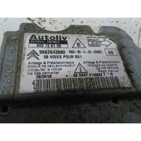 Recambio de centralita airbag para citroën c4 berlina collection referencia OEM IAM 9662643980  