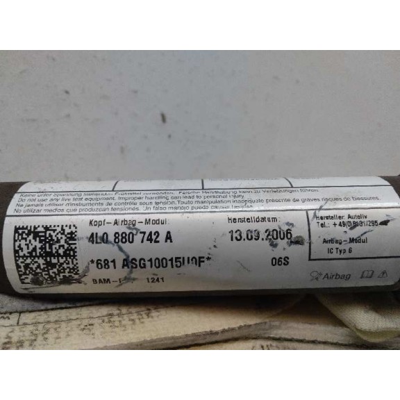 Recambio de airbag cortina delantero derecho para audi q7 (4l) 3.0 tdi referencia OEM IAM 4L0880742A  