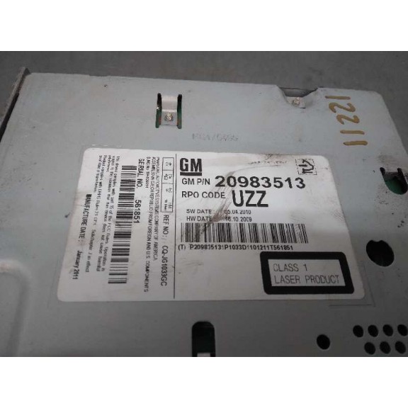 Recambio de sistema audio / radio cd para opel astra j lim. cosmo referencia OEM IAM 20983513 CAJA 