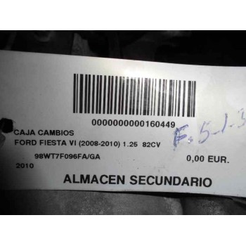 Recambio de caja cambios para ford fiesta (cb1) trend referencia OEM IAM 98WT7F096FA 2010 