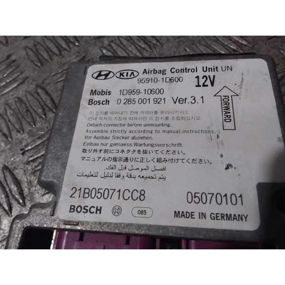 Recambio de centralita airbag para kia carens (un) 2.0 crdi referencia OEM IAM 959101D600 0285001921 
