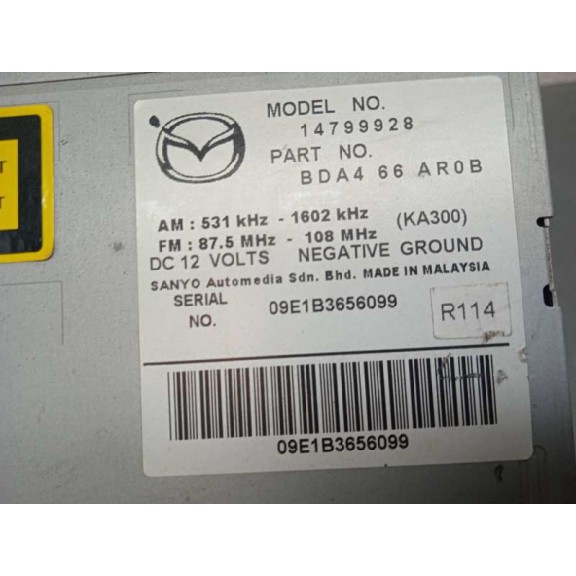 Recambio de sistema audio / radio cd para mazda 3 lim. (bl) 1.6 cd diesel cat referencia OEM IAM BDA466AR0B  