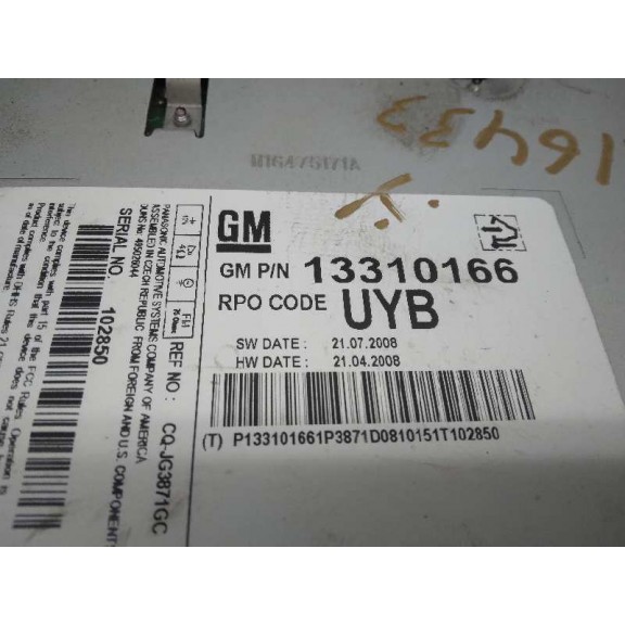 Recambio de sistema audio / radio cd para opel insignia berlina edition referencia OEM IAM 13310166 CAJA 