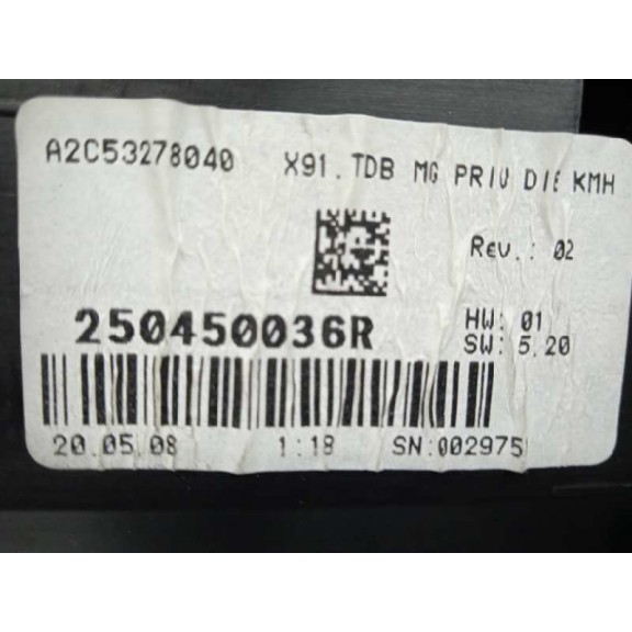 Recambio de cuadro instrumentos para renault laguna iii dynamique referencia OEM IAM 250450036R A2C53278040 270KMH--5000RPM