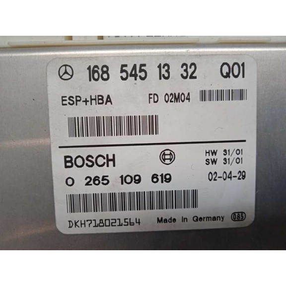 Recambio de centralita abs para mercedes-benz clase a (w168) 1.6 cat referencia OEM IAM 0265109619 1685451332 