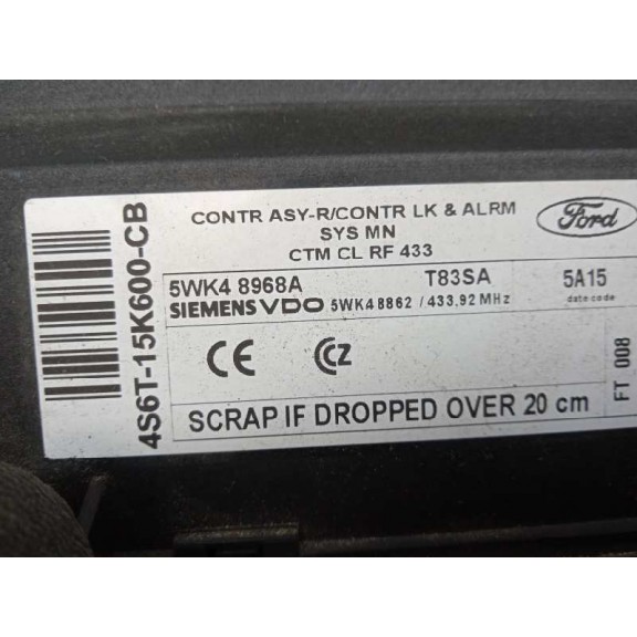 Recambio de modulo confort para ford fiesta (cbk) ambiente referencia OEM IAM 4S6T15K600CB 5WK48968A 