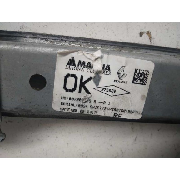 Recambio de elevalunas delantero derecho para dacia sandero stepway referencia OEM IAM 807209299R ELÉCTRICO 2 CABLES