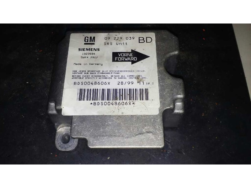 Recambio de centralita airbag para opel vectra b berlina básico (1999) referencia OEM IAM 09229039BD 09229039BD 