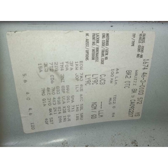 audi a4 ber. (b8) del año 2011