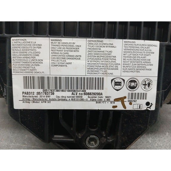 Recambio de kit airbag para fiat 500 (312_) 1.2 (312axa1a) referencia OEM IAM   rajado