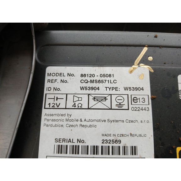 Recambio de sistema audio / radio cd para toyota avensis (_t25_) 1.8 (zzt251_) referencia OEM IAM 8612005081  