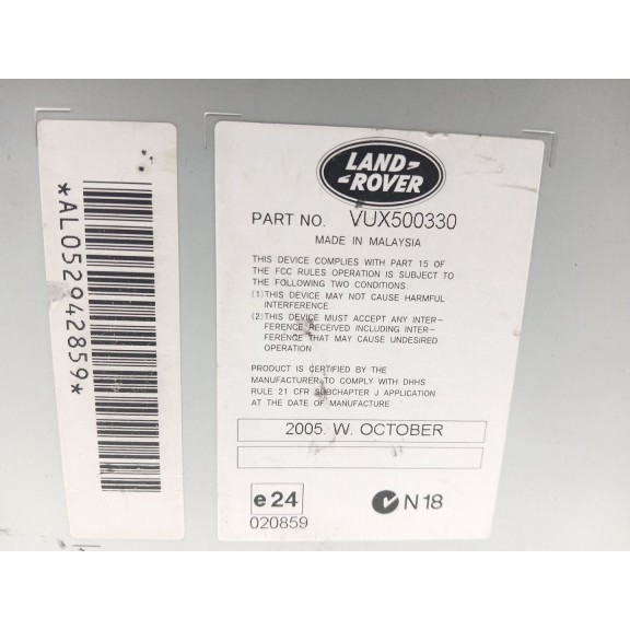 Recambio de sistema audio / radio cd para land rover discovery 4.4 v8 cat referencia OEM IAM VUX500330  