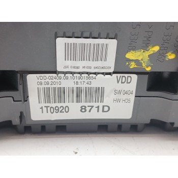 Recambio de cuadro instrumentos para volkswagen touran (1t3) 1.6 tdi referencia OEM IAM 1t0920871d  