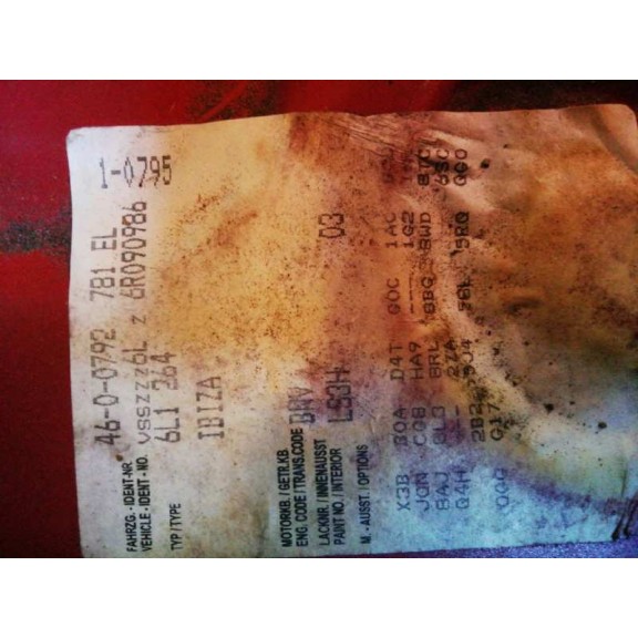 seat ibiza (6l1) del año 2006