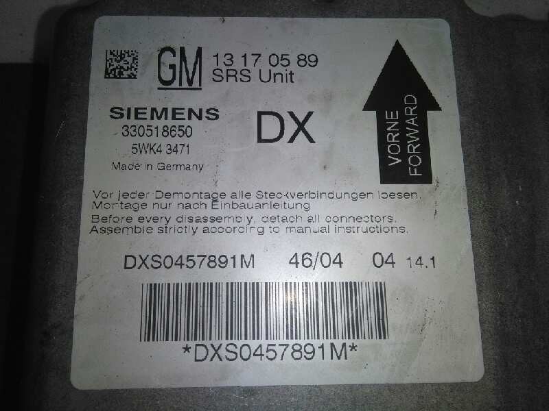Recambio de centralita airbag para opel vectra c berlina comfort referencia OEM IAM 13170589 13170589 