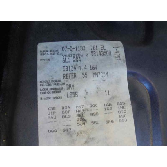 seat ibiza (6l1) del año 2005