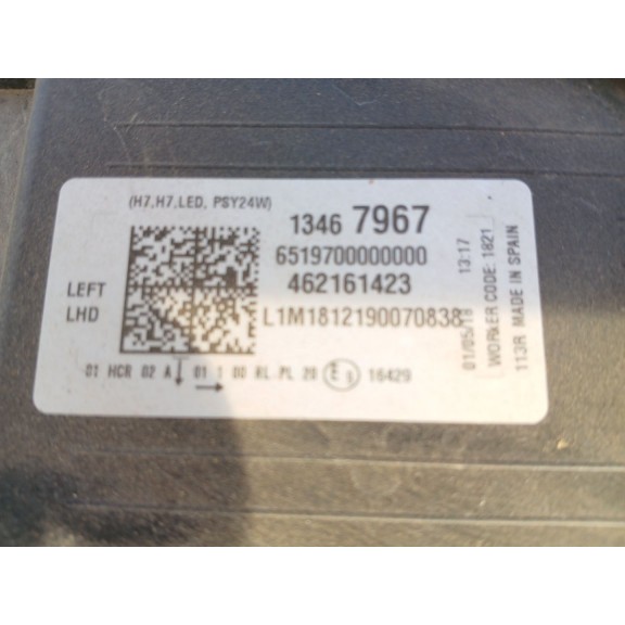 Recambio de faro izquierdo para opel crossland x / crossland (p17, p2qo) 1.2 (75) referencia OEM IAM 13467967  