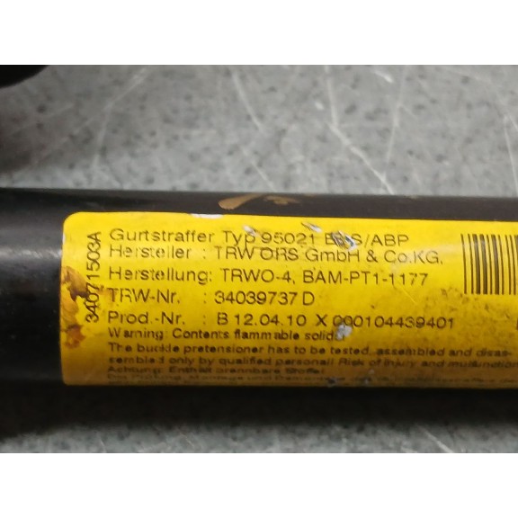 Recambio de pretensor airbag derecho para peugeot 3008 premium referencia OEM IAM 34039737d 34068389e 