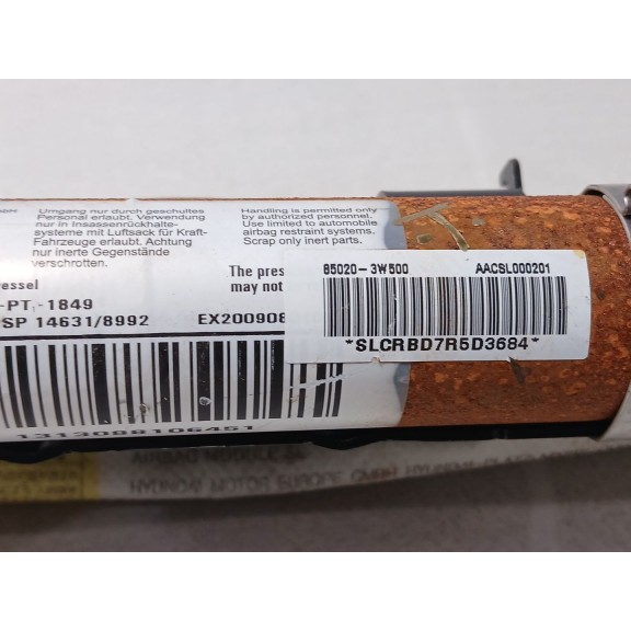 Recambio de airbag cortina delantero derecho para kia sportage iii (sl) 1.7 crdi referencia OEM IAM 850203w500  