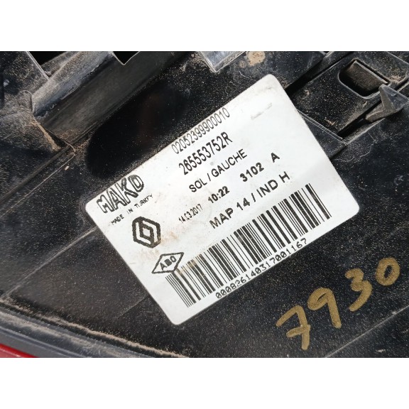 Recambio de piloto trasero izquierdo para renault clio iv (bh_) 1.5 dci 75 referencia OEM IAM 265553752R 02052399900010 