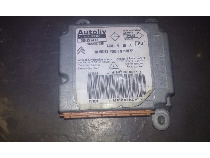 Recambio de centralita airbag para citroën xsara coupe 1.9 d vtr referencia OEM IAM 9642927780 9642927780 