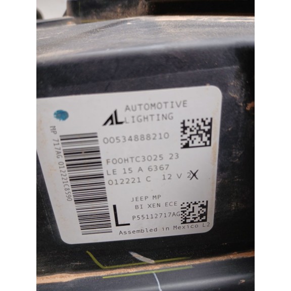 Recambio de faro izquierdo para jeep compass (mp, m6, mv, m7) 1.3 referencia OEM IAM  DAÑADO 