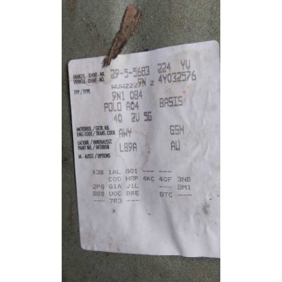 volkswagen polo (9n1) del año 2003