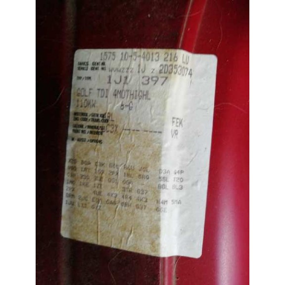 volkswagen golf iv berlina (1j1) del año 2002