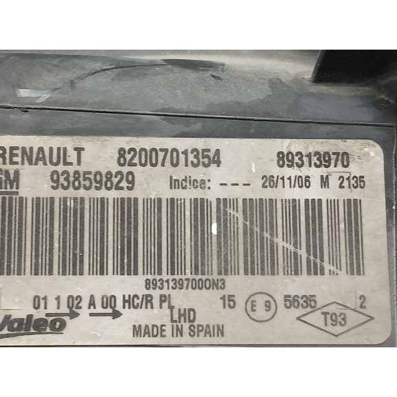 Recambio de faro izquierdo para nissan primastar furgoneta (x83) 2.0 dci 115 referencia OEM IAM 8200701354  93859829