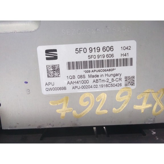 Recambio de sistema audio / radio cd para seat leon (5f1) 1.6 tdi referencia OEM IAM 5F0919606  
