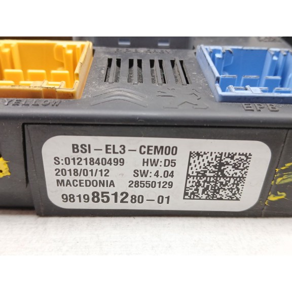 Recambio de centralita bsi para peugeot expert autobús (v_) 2.0 bluehdi 150 referencia OEM IAM 9819851280  