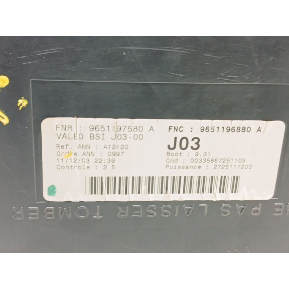 Recambio de centralita bsi para peugeot 307 cc (3b) 2.0 16v referencia OEM IAM 9651196880a 9651197580a 