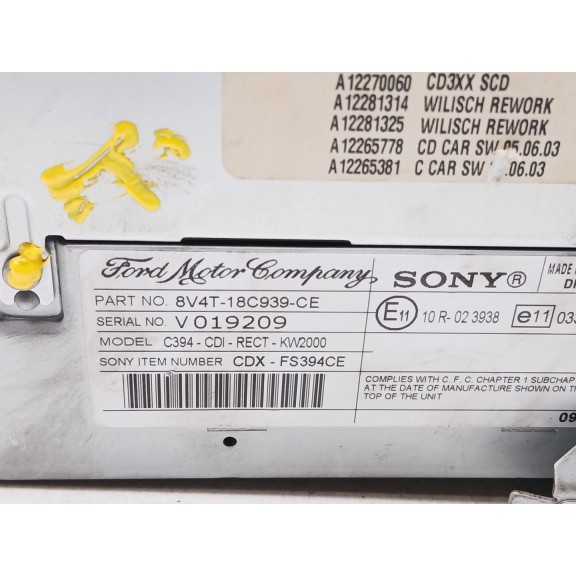 Recambio de sistema audio / radio cd para ford kuga i 2.0 tdci referencia OEM IAM 8v4t18c939ce  
