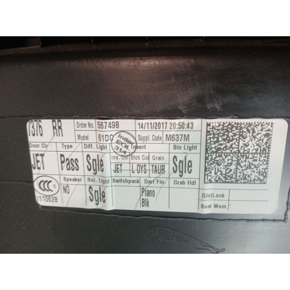 Recambio de guarnecido puerta trasera derecha para jaguar f-pace (x761) 2.0 td4 awd referencia OEM IAM   