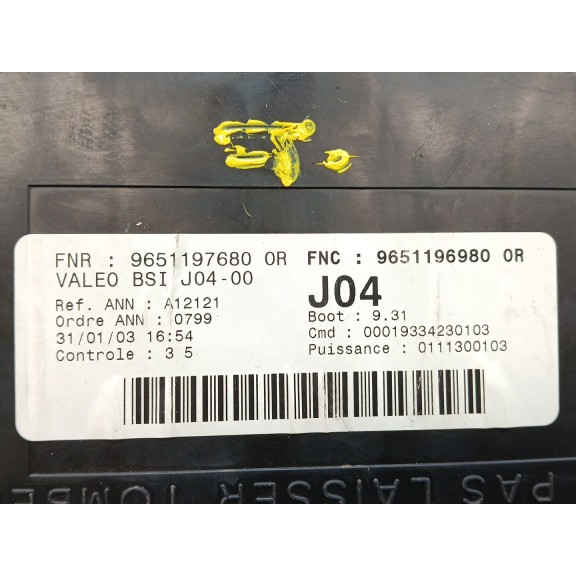 Recambio de centralita bsi para peugeot 307 (3a/c) 1.6 16v referencia OEM IAM 9651196980 9651197680 