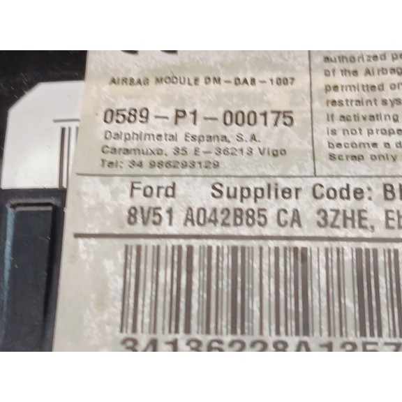Recambio de kit airbag para ford b-max (jk) 1.0 ecoboost referencia OEM IAM AV11P045F16AA  
