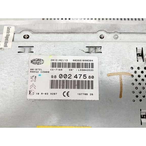 Recambio de sistema audio / radio cd para peugeot 508 i (8d_) 2.0 hdi referencia OEM IAM 9800247580  